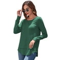 thumbnail image 6 of SHIBEVER Women Long Sleeve Basic Tops Causal Loose Round Neck High Low Tops Comfort Soft Green Fall Shirts Blouse Size XL, 6 of 7