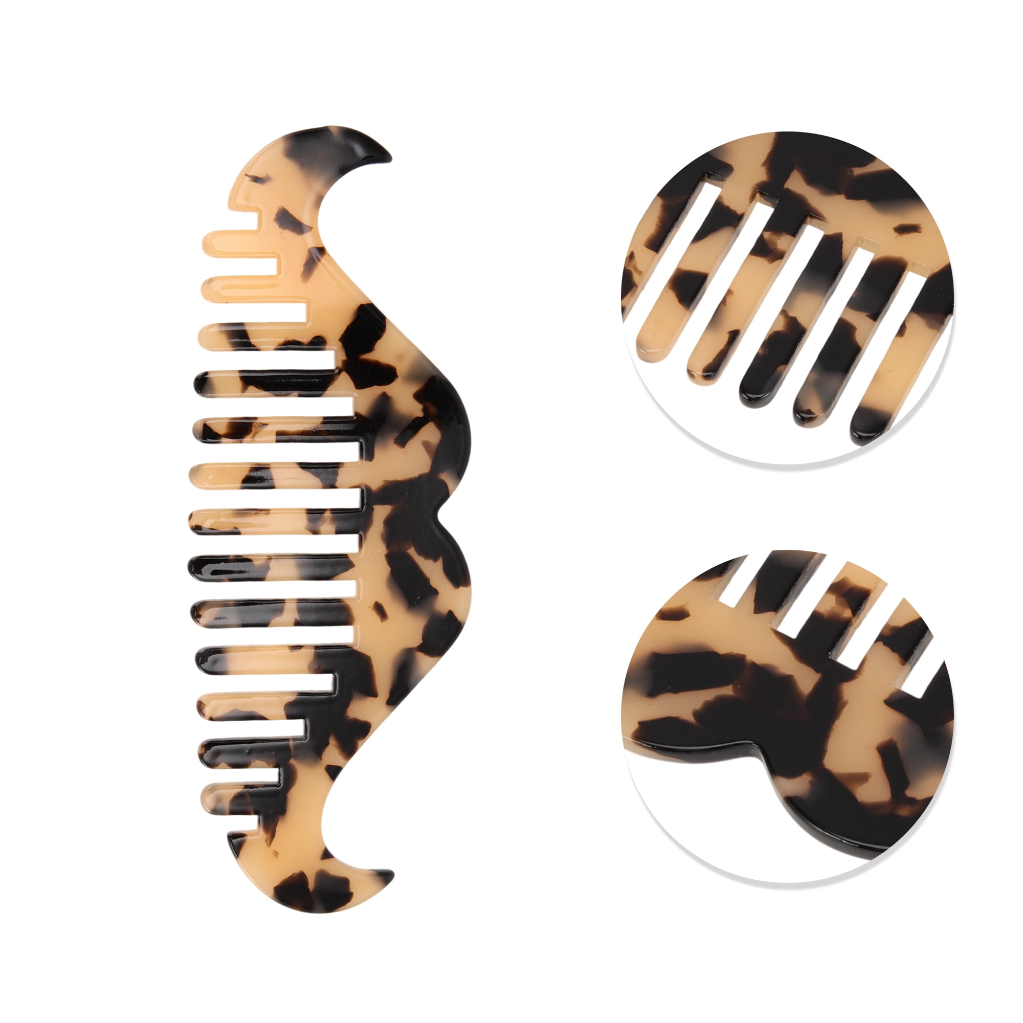 Unique Bargains 1 Pc Portable Beard Shaped Hair Comb for All Hair Types Styles Light Brown