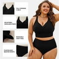 thumbnail image 3 of SHEWIN Women Plus Size Bikini Sets Two Piece Tummy Control Swimsuits V Neck Color Block High Waisted Bathing Suits Black 3X, 3 of 9