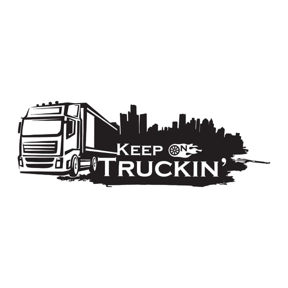 Keep On Truckin Jumbo Trucks Big Truck Silhouette Vinyl Decal Wall Art Sticker Designs Vinyl Stickers For Home House Walls Rooms Windows Bedroom Decoration Size (20x20 inch)