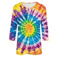 thumbnail image 5 of Fznquz 3/4 Sleeve Womens Tops Casual Tie Dye Shirts Crew Neck 2025 Soft Spring Blouse Women, 5 of 5
