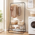 thumbnail image 2 of Costway Heavy Duty Clothes Rack Metal Garment Rack with Hanging Rod and Storage Shelves Black, 2 of 10