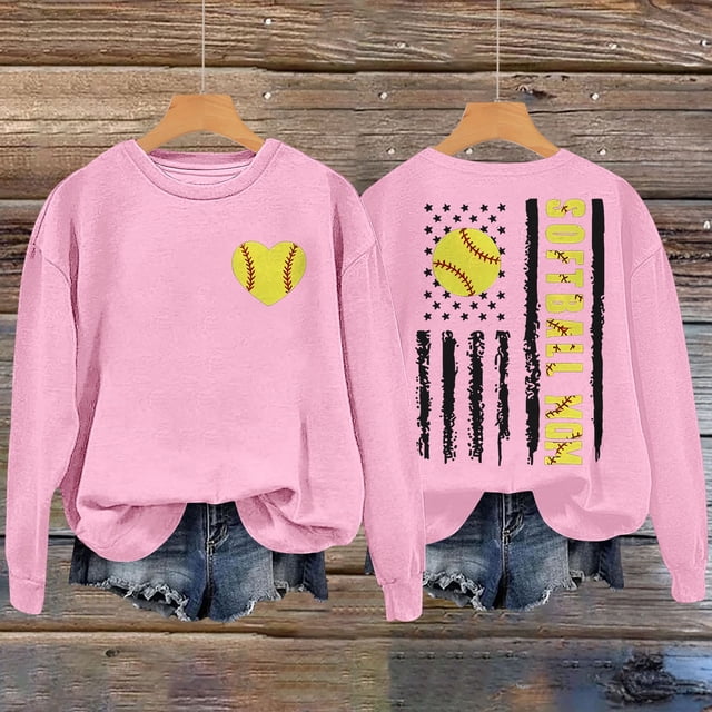 IMENGL Softball mom lettered baseball heart hatless, Pink M, Size M-2XL