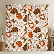 Manfei Cartoon Baseball Kids Black Out Curtains, Kawaii Stars Print Curtains Pack of 2 (42x63 Each), Buffalo Plaid Bedroom Curtains, Curtains and Drapes Bedroom Decor