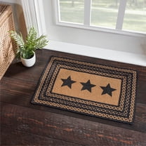 VHC Brands Farmhouse Star, Braided Jute Rug,, Door Mat, Rectangle, Black, 20x30