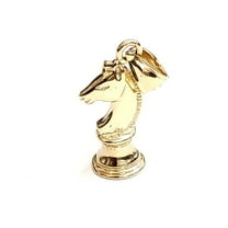 New 14k yellow Gold tiny 3D horse chess piece Pendant charm gift fine jewelry 2g