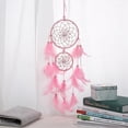 thumbnail image 2 of Filles de Capteur de Rêve Rose Plume Rêveur Dreamcatcher Décoration de la Maison, 2 of 7