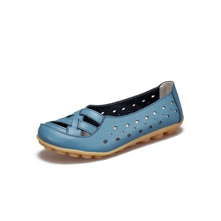 

Gomelly Ladies Shoes Driving Lightweight Slip On Boat Shoes Work Non Slip Comfort Flats Breathable Loafers Light Blue 10