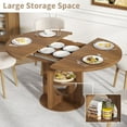 thumbnail image 4 of Fsbecl Extendable Wooden Round Dining Table for 4-6, 43.3"-59" Modern Oval Kitchen Table with Storage, Walnut, 4 of 10