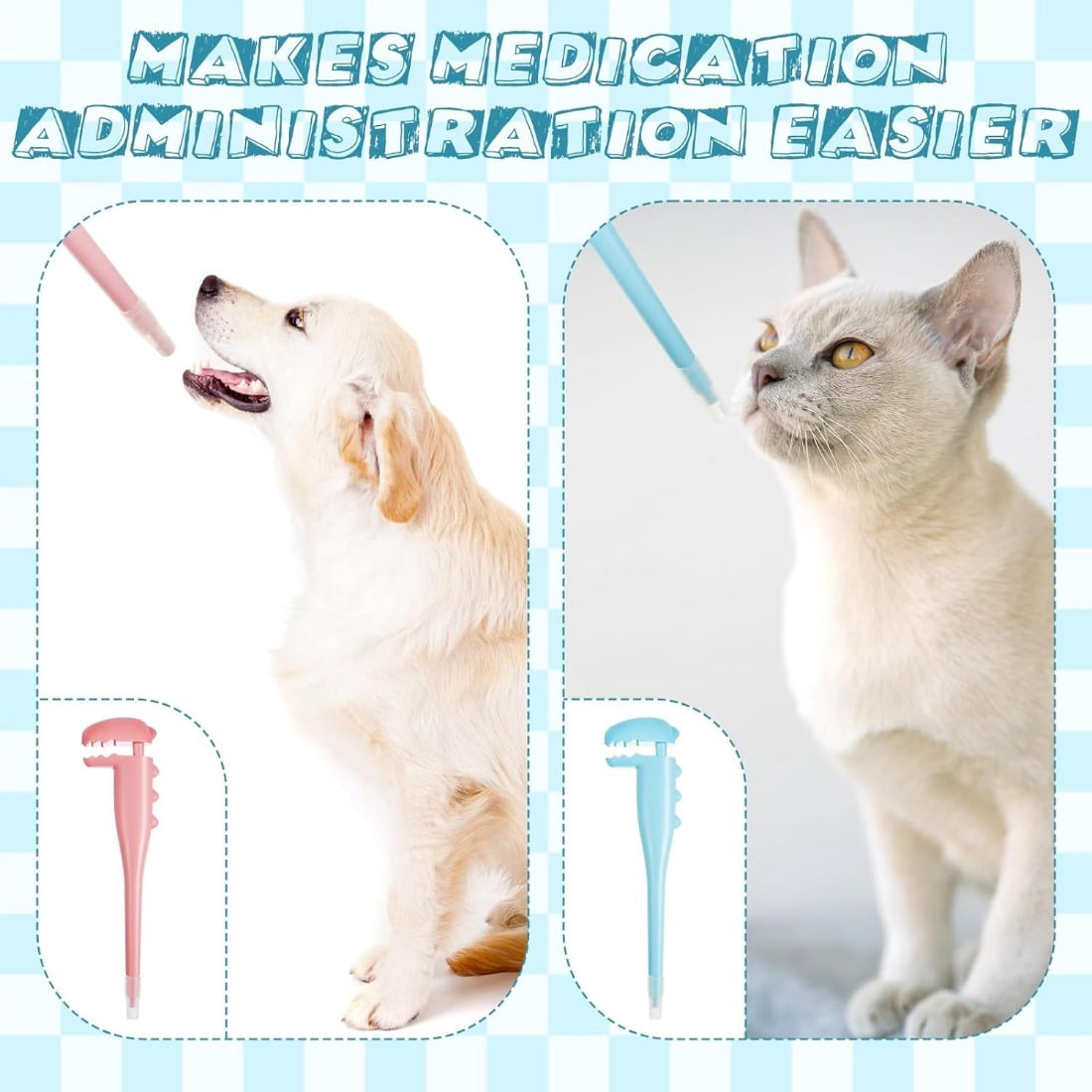 Tingzi 2 Pcs Pet Pill Shooter for Cat Dog Pill Shooter Pet Pill Dispenser Cat Pill Gun Oral Tablet Capsule Silicone Syringes with Soft Tip for Cats Dogs Small Animals, Blue and Pink