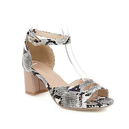

IELGY Women s Pump sandals Metal decoration One-line buckle British Thick heel Floral