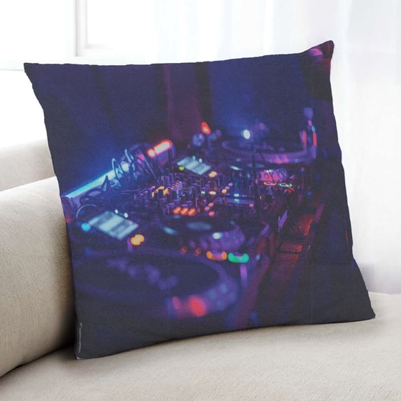 Ahgly Company Music DJ Indoor Throw Pillow, 18 inch by 18 inch