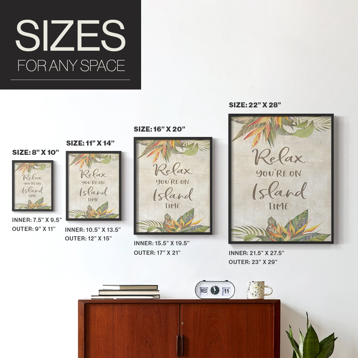 You're On Island Time Framed Print - Solid Wood in Single Picture Frame Solid Wood 2 Framed Print