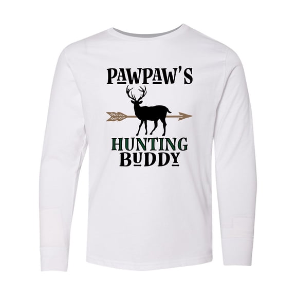Inktastic Pawpaw Hunting Buddy Bow Hunter Long Sleeve Youth T-Shirt