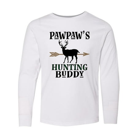 Inktastic Pawpaw Hunting Buddy Bow Hunter Long Sleeve Youth T-Shirt