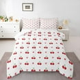thumbnail image 3 of Manfei Kawaii Red Cherry Queen Comforter Set for Girls, Cute Princess Bowknot Bedding Sets, Cartoon Love Heart Bedding Comforter Set, Super Cozy Room Decor, 3 Pieces, 3 of 8