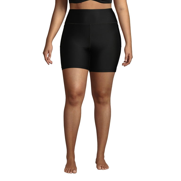 Lands' End Women's Chlorine Resistant High Waisted 6 Bike Swim Shorts with  UPF 50