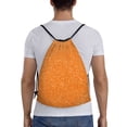 thumbnail image 4 of Hirioo Orange Glitter2 Print Drawstring Backpack Bag Sport Versatile Sports Backpack for Gym, Travel, Swimming, Beach, 4 of 9