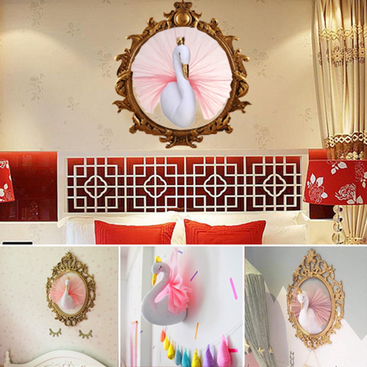 Cute 3d Golden Crown Swan Wall Deco Stuffed Toy Art Wall Hanging Girl Swan Doll Walmart Canada