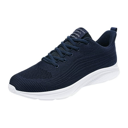 

Mens Sneakers Sports Simple Solid Mesh Breathable Comfy Lace Up Shoes