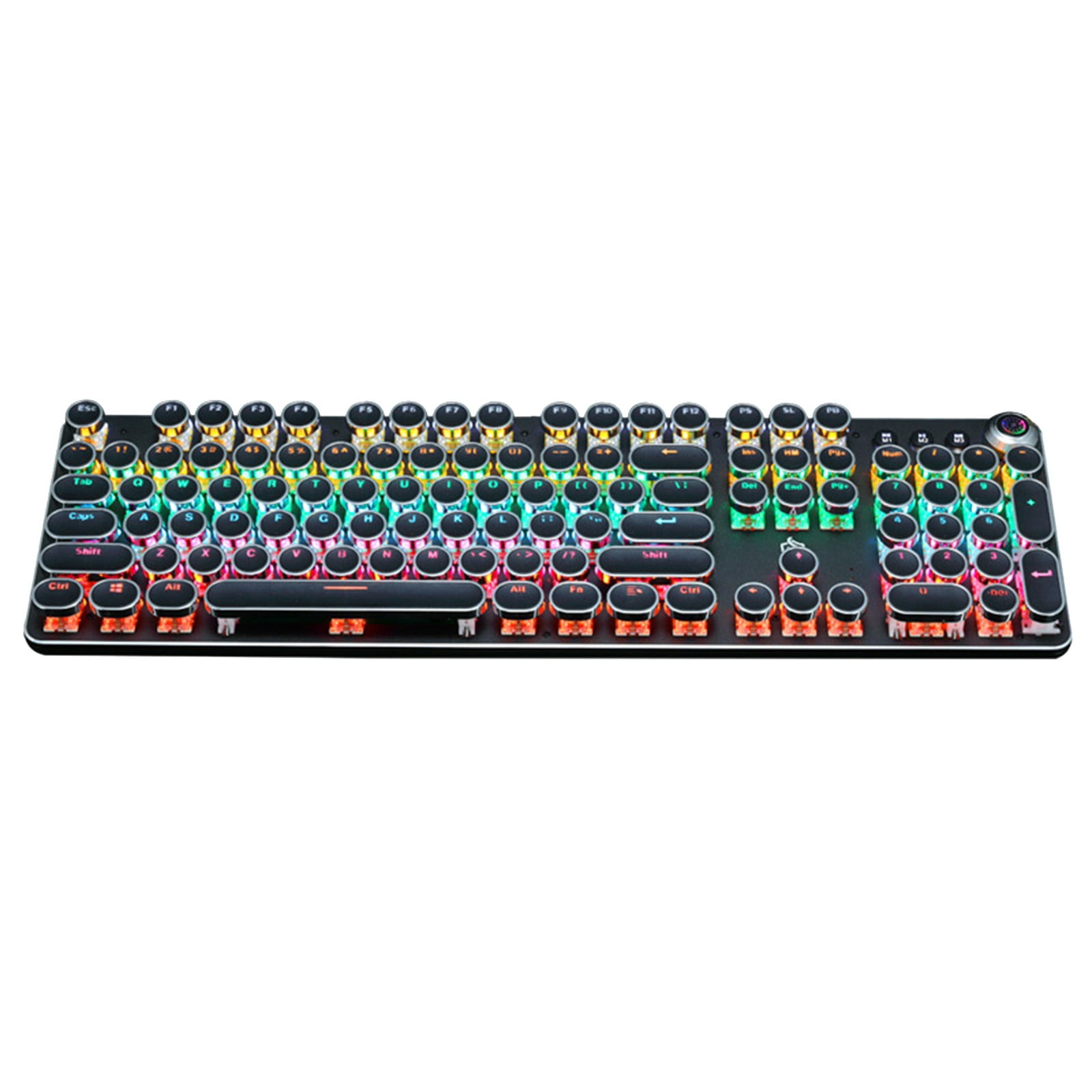 YZEGDCH Talet Keyboards Black Mechanical Steampunk Typewriter RGB Keyboard Cool Light Green
