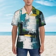 thumbnail image 2 of Sikiie Abstract Brushstrokes Green Blue Print Men's Hawaiian Shirt, Summer Beach Button Pocket Short Sleeve T-Shirt,3X-Large, 2 of 7