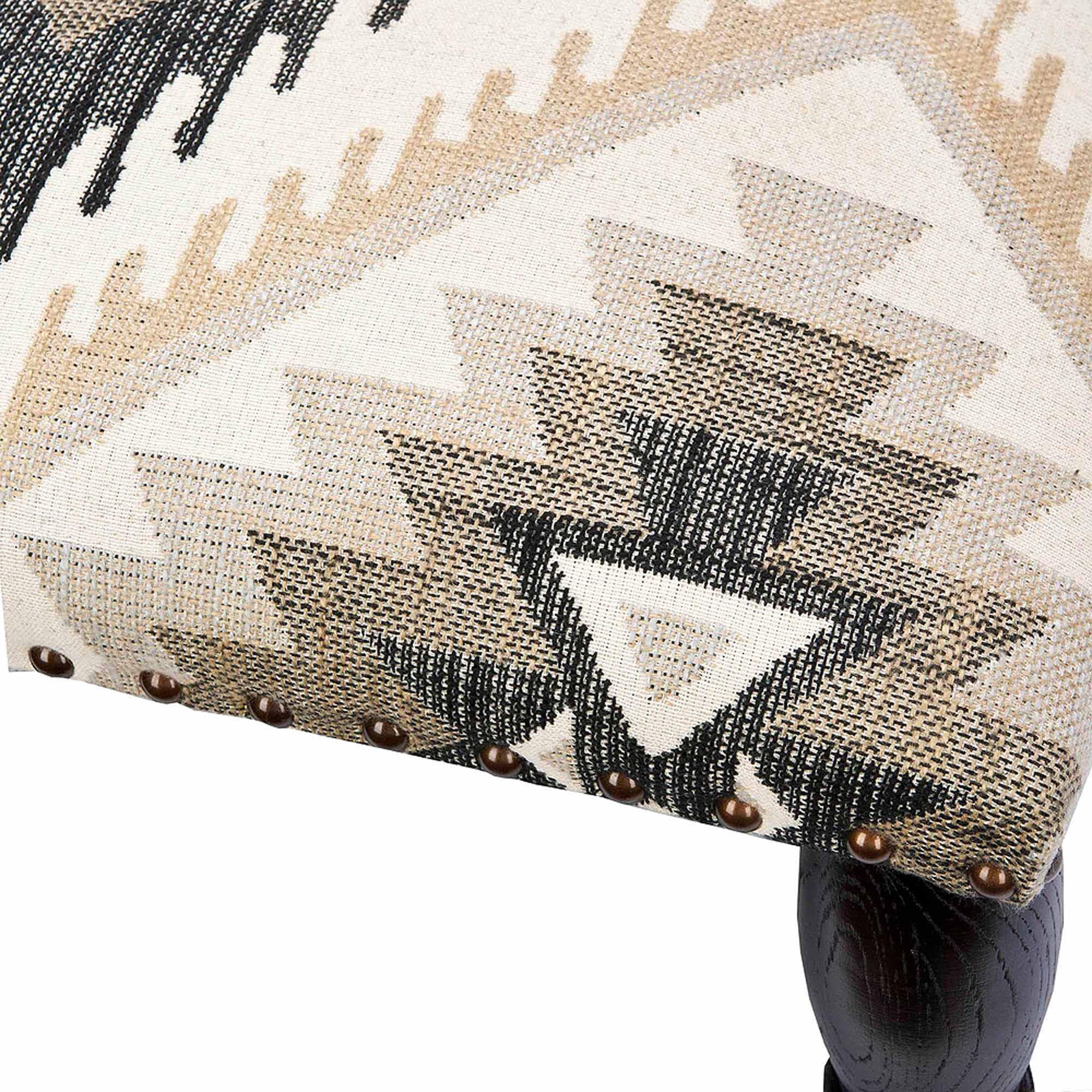 SAFAVIEH Makalo Aztec Glam Ottoman w/ Brass Nail Heads, Tribal/Black