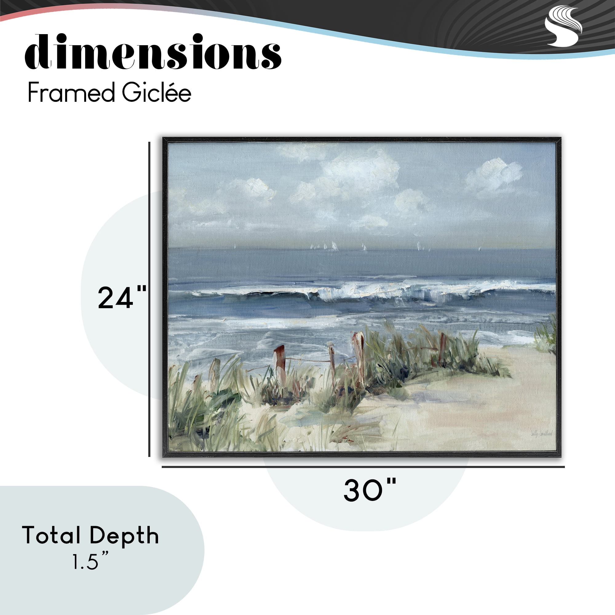 Stupell Industries Brushed Expression of Coast Black Framed Giclee Art, design by Sally Swatland