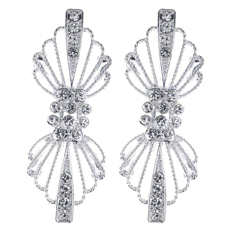 2x Beautiful Crystal Closure Alloy Hook and Eye Clasp Sew On