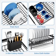 KK KINGRACK Dish Drying Rack , Expandable Metal Dish Rack, Rustproof Dish Drainer for Kitchen Counter, Black