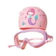 thumbnail image 5 of Gorro de natación para niños, gafas de natación, protección para los ojos, a prueba de fugas con tapones para los oídos, natación rosa morado, 5 of 9
