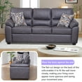 thumbnail image 5 of Hybition 3-Piece Living Room Sofa Set, Matte Faux Leather, with Geometric Pillows-Color:Dark Grey, 5 of 9