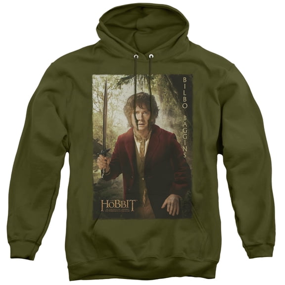 The Hobbit Bilbo Poster Adult Pullover Hoodie Sweatshirt Military Green