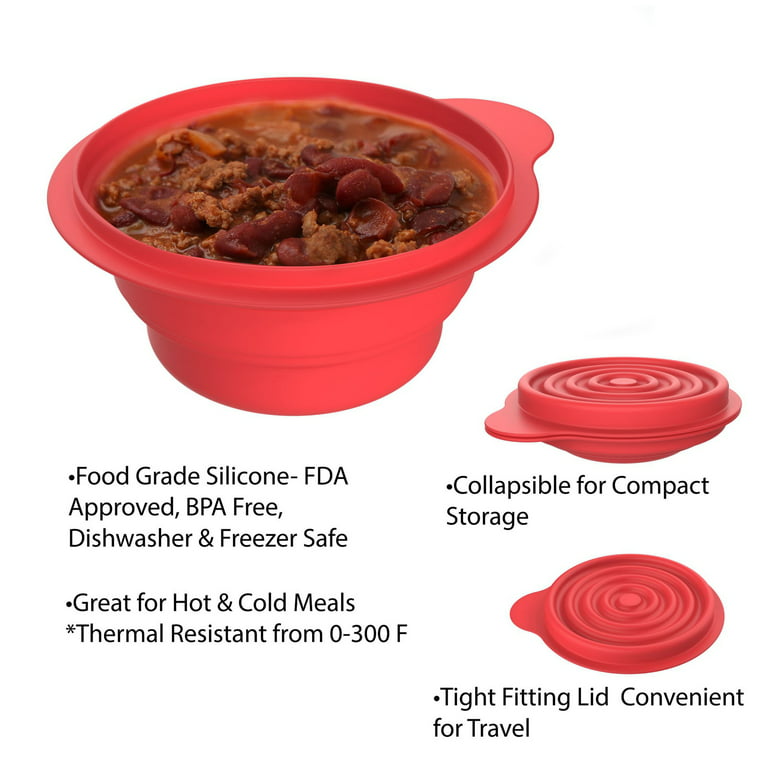 Silicone Collapsible Bowl 11 oz (Red or Grey)