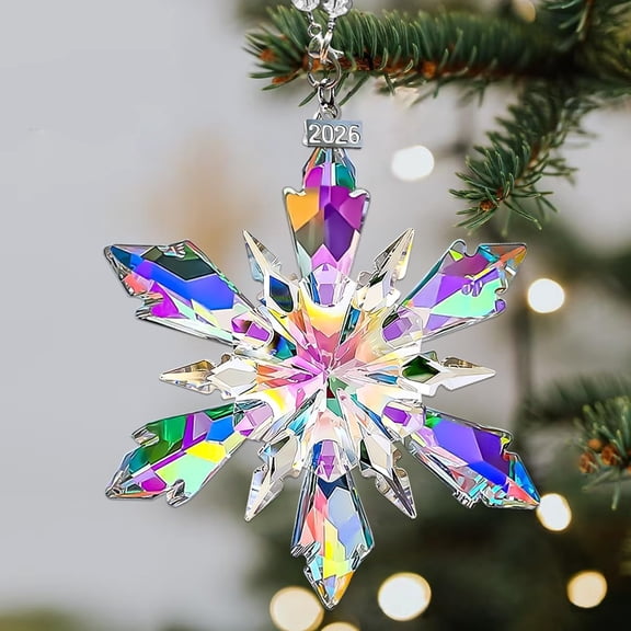 Christmas Ornaments,Crystal Glass Snowflake Christmas Tree Ornaments, Sparkly Crystal Glass Ornaments,Elegant Cute Christmas Ornaments Unique Gift for Women