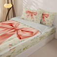 thumbnail image 3 of Manfei Cute Bow Zipper Twin Comforter Sets with Fitted Sheet and 2 Pillowcases,Rustic Plant Flower Zipper Bedding Set,Light Gray Reversible,4pcs, 3 of 7
