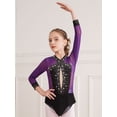 thumbnail image 5 of CHICTRY Kids Girls Ballet Dance Leotard Skating Dance Competition Stage Wear Mesh Overlay Gymnastics Training Leotard Purple 6, 5 of 7