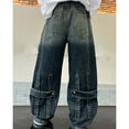 thumbnail image 5 of Huowey Kids Boys Jeans Children Baggy Jeans Cargo Trousers Relaxed Denim Trousers With Elastic Waistband Trendy Dailywear, 6-7 Years, 5 of 9