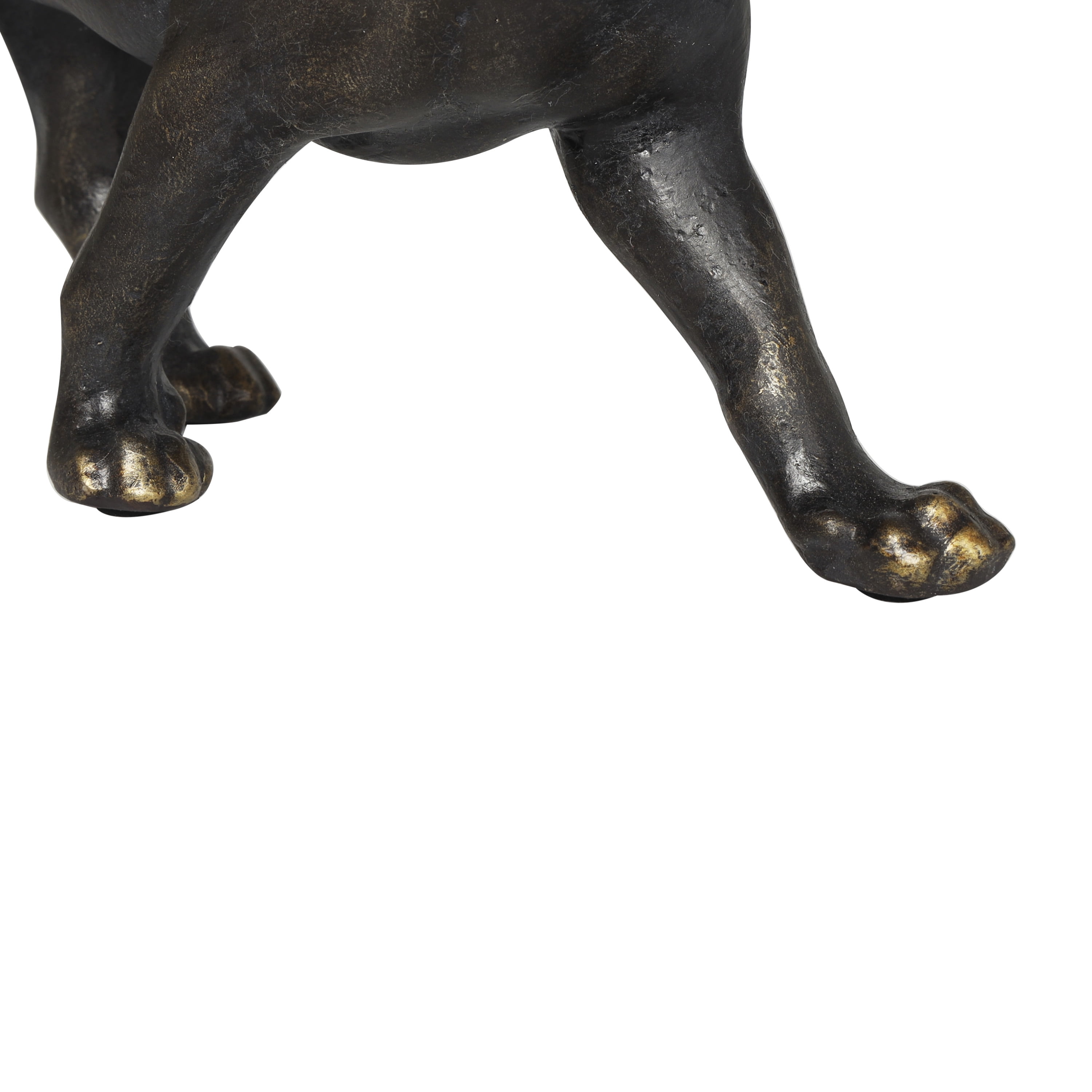 15" x 6" Black Polystone Leopard Sculpture with Gold Accents, by DecMode