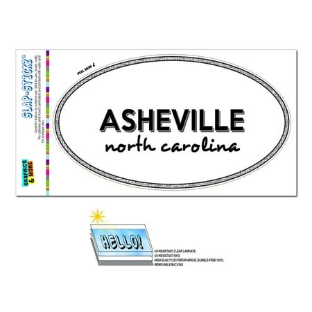 Asheville, NC - North Carolina - Black and White - City State - Oval Laminated