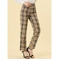 thumbnail image 2 of INSPIRE CHIC Pantalones a cuadros casuales para mujer, bolsillos, pierna recta, trabajo, oficina, pantalones caqui negro S, 2 of 5