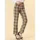 thumbnail image 2 of INSPIRE CHIC Pantalones a cuadros casuales para mujer, bolsillos, pierna recta, trabajo, oficina, pantalones caqui negro M, 2 of 5