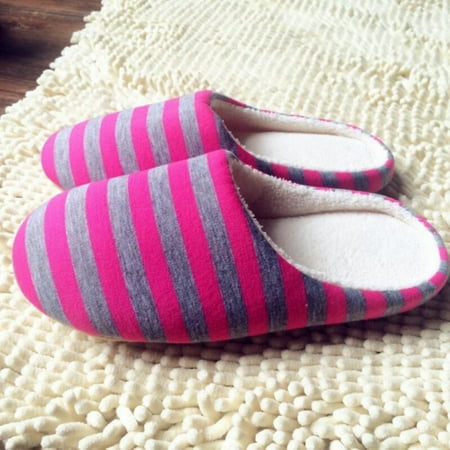 

[BIG CLEARANCE!]House Shoes Non-Slip Women Retail Drop Shipping Striped Indoor Slippers Uni Warm Cotton Slippers Floor Slippers