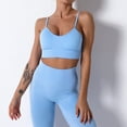 thumbnail image 5 of Scyoekwg Womens Two Piece Outfits Ladies Seamless Hollow Yoga Sleeveless Tops Yoga Suit Sports Fitness Running Yoga Set (Sky Blue,M), 5 of 6