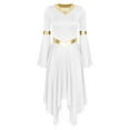 thumbnail image 3 of Haitryli Women Flared Sleeve Lyrical Liturgical Dance Dress Worship Costume White L, 3 of 7