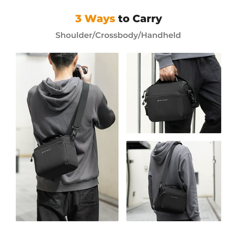 K F Concept Camera Sling Bag Small Crossbody Camera Case for DSLR SLR Cute Compact Shoulder Photography Bags for Men Women Photographers Black 9.1 x 7.3 x 5.1 in Walmart