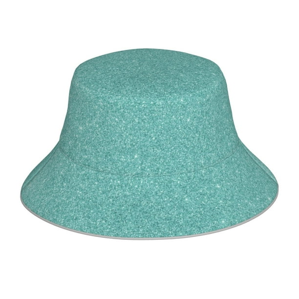 Balery Teal Green Glitter Sombreros para el sol para hombre y mujer, sombrero de pescador con UPF 50+