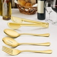 thumbnail image 3 of VeSteel 12-Piece Stainless Steel Gold Serving Utensils, Include 3 Large Serving Spoons, 3 Slotted Serving Spoons, 3 Serving Forks, 3 Serving Tongs, 3 of 7