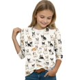 thumbnail image 4 of Abcomgle Girls 3/4 Sleeve Shirts 7-8 Crewneck 3/4 Sleeve Dog Graphic Tops Summer Trendy Cotton Tshirt Cute Girls Blouse, 4 of 5