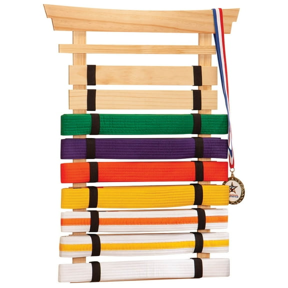 Deluxe Karate Belt Rack, Martial Art Belt Rack and Medal Display Holder